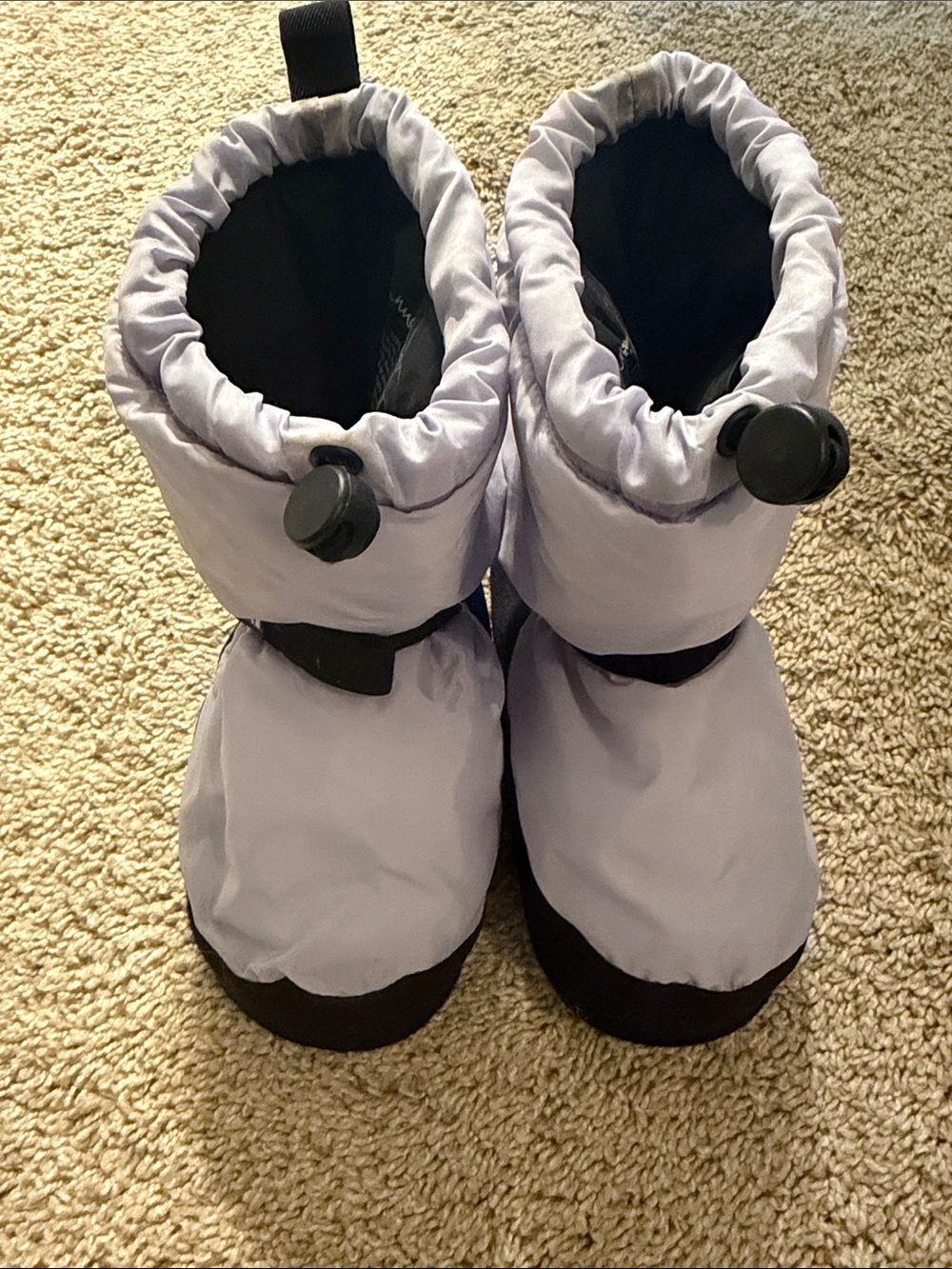 Puffy lavender ballet warm-up Booties